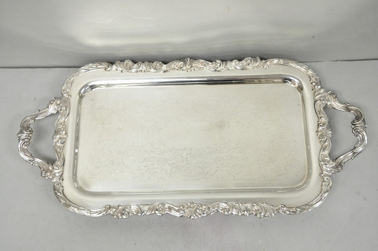 Vintage FB Rogers 1338 Victorian Silver Plated Narrow Serving Platter Bar Tray