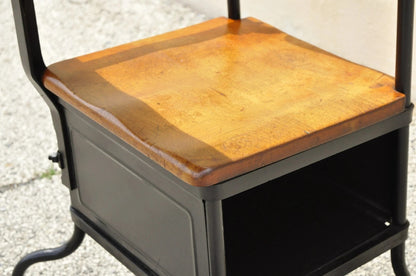 Antique American Industrial Iron and Maple Childs School Writing Desk