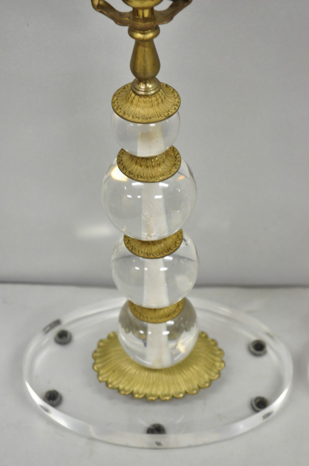 Vintage Art Deco Mid Century Modern Acrylic Lucite Stacked Ball Table Lamps Pair