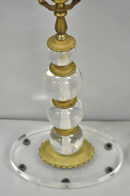 Vintage Art Deco Mid Century Modern Acrylic Lucite Stacked Ball Table Lamps Pair