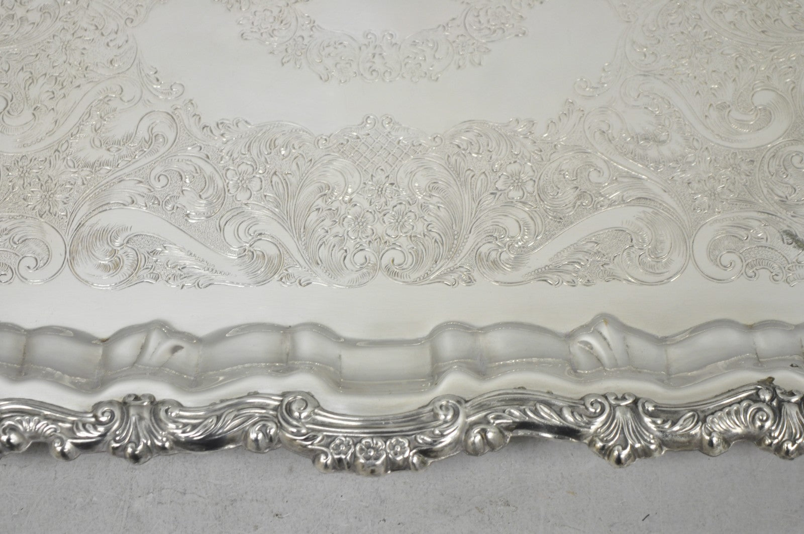 Vintage English Victorian Silver Plated Twin Handle Bar Serving Platter Tray