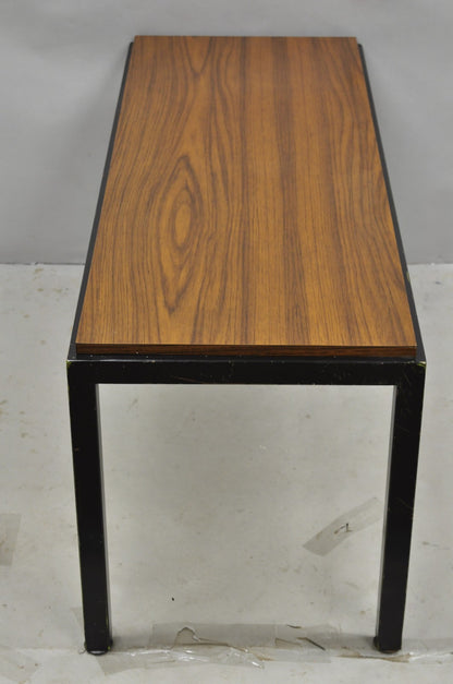 Vintage Mid Century Modern Steel Metal & Faux Rosewood Laminate Coffee Table
