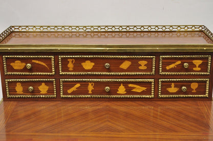 Vintage French Louis XV Style Marquetry Inlay Bronze Ormolu Small Writing Desk
