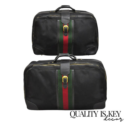 Vintage Gucci Black Canvas & Leather Suitcase Luggage His and Hers Set -2 Pc (B)