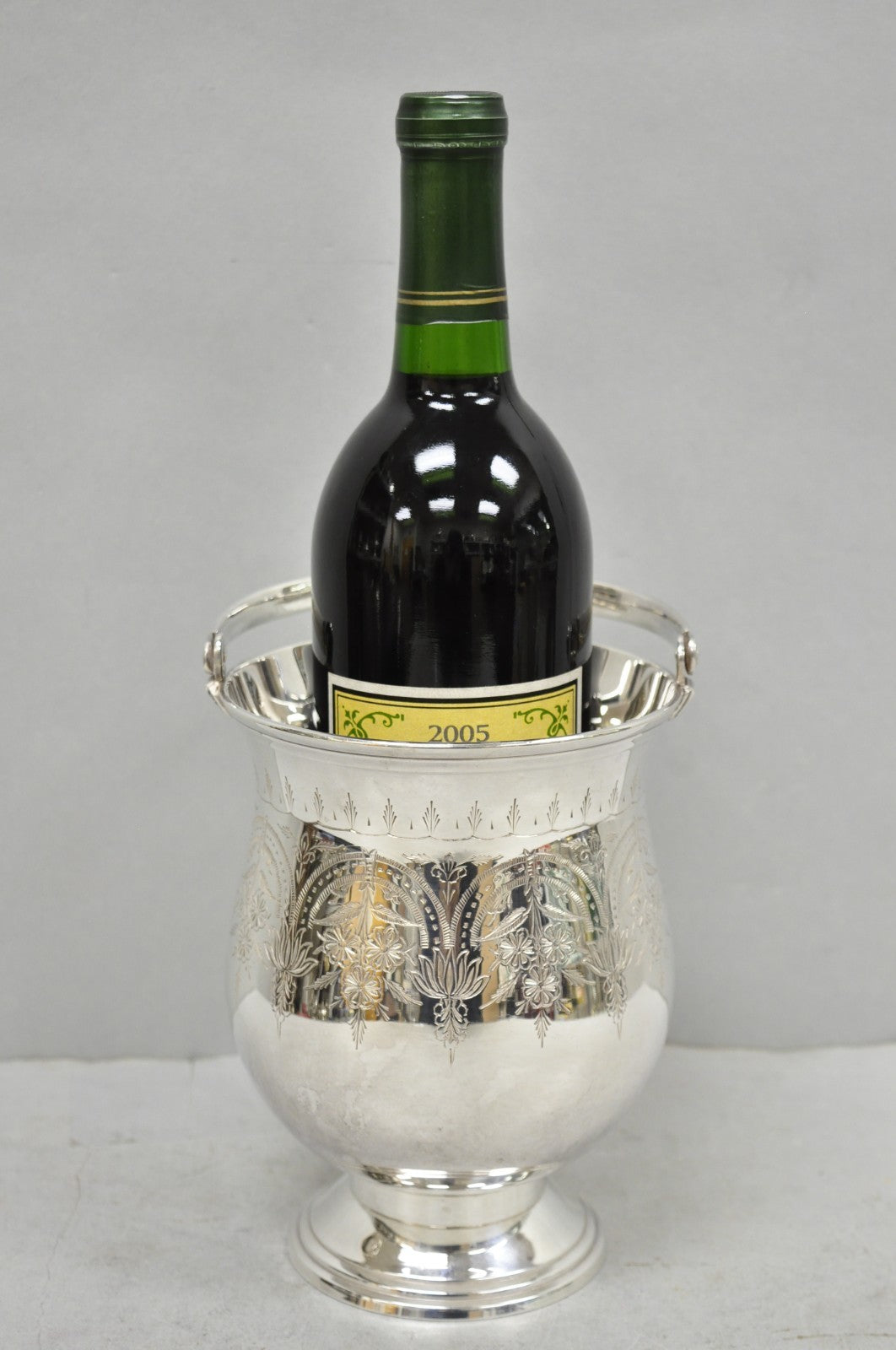 Vintage Leonard Victorian Silver Plated Small Ice Bucket Chiller w/ Handle