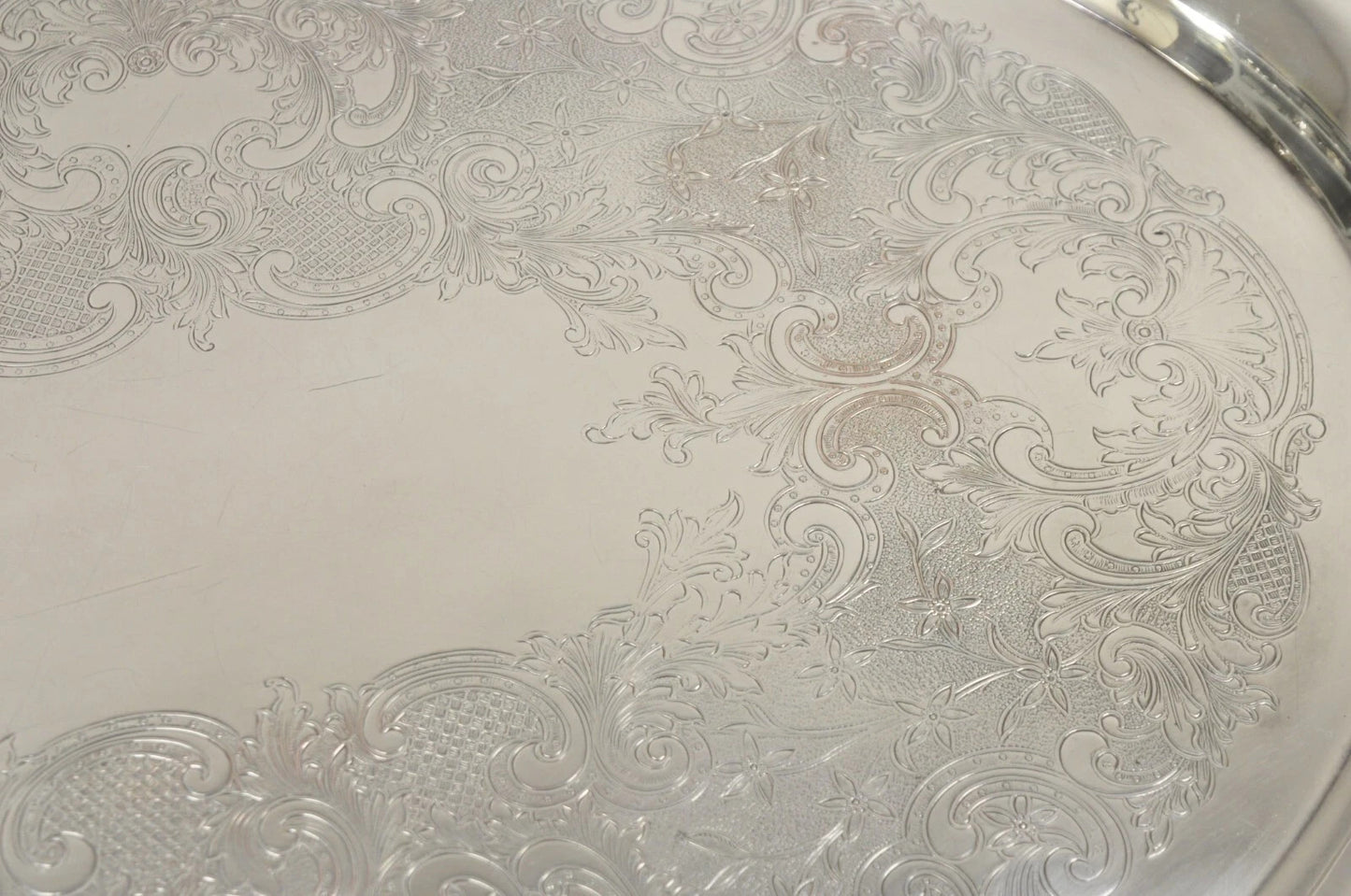 Vintage English Victorian Oval Silver Plated Serving Platter Tray by Victoria