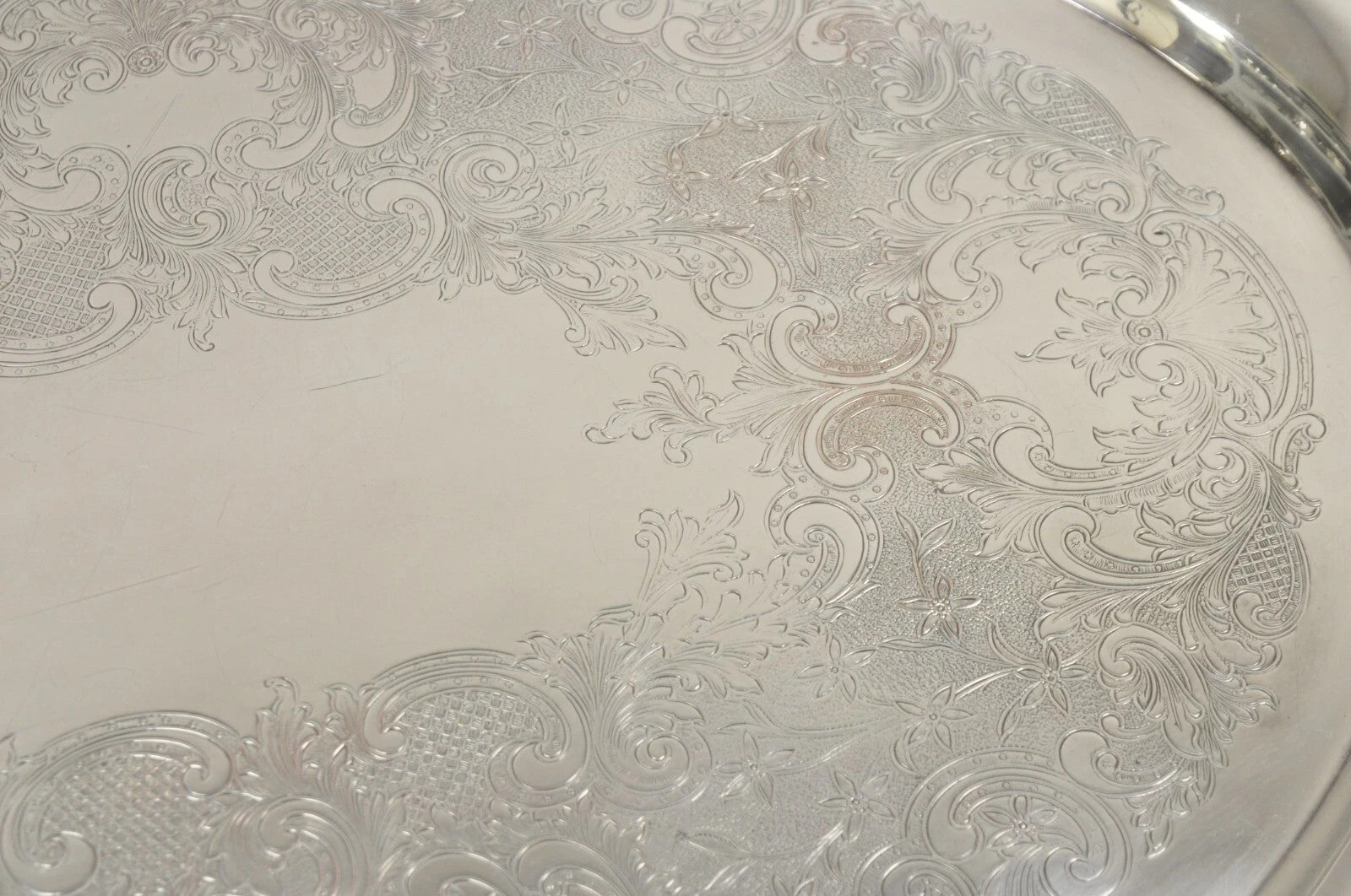 Vintage English Victorian Oval Silver Plated Serving Platter Tray by Victoria
