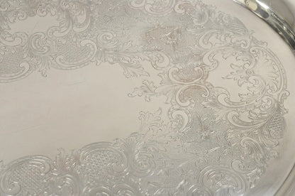 Vintage English Victorian Oval Silver Plated Serving Platter Tray by Victoria