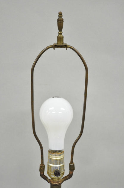 Antique French Empire Patinated Bronze Candlestick Column Bouillotte Table Lamp