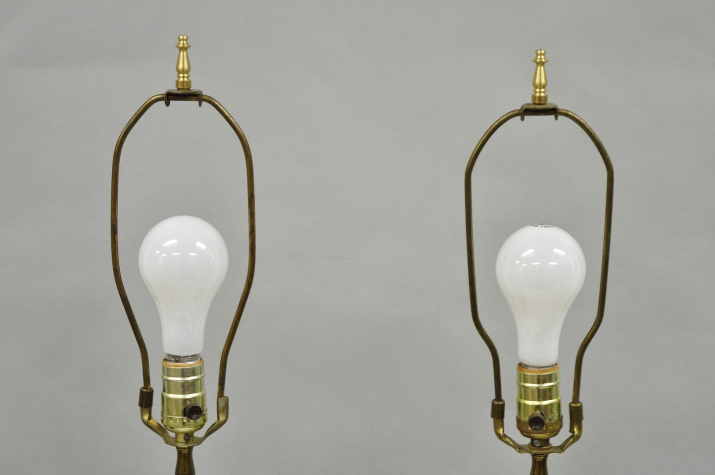 Antique French Empire Neoclassical Marble Urn Brass Candelabra Table Lamp Pair