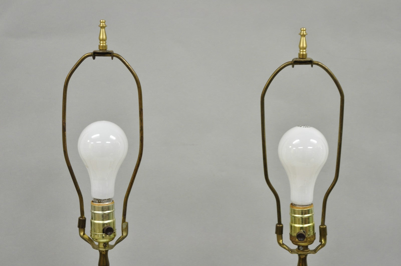 Antique French Empire Neoclassical Marble Urn Brass Candelabra Table Lamp Pair