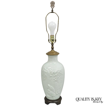 Chinoiserie Chinese Green Celadon Porcelain "Love Birds" Jardiniere Table Lamp