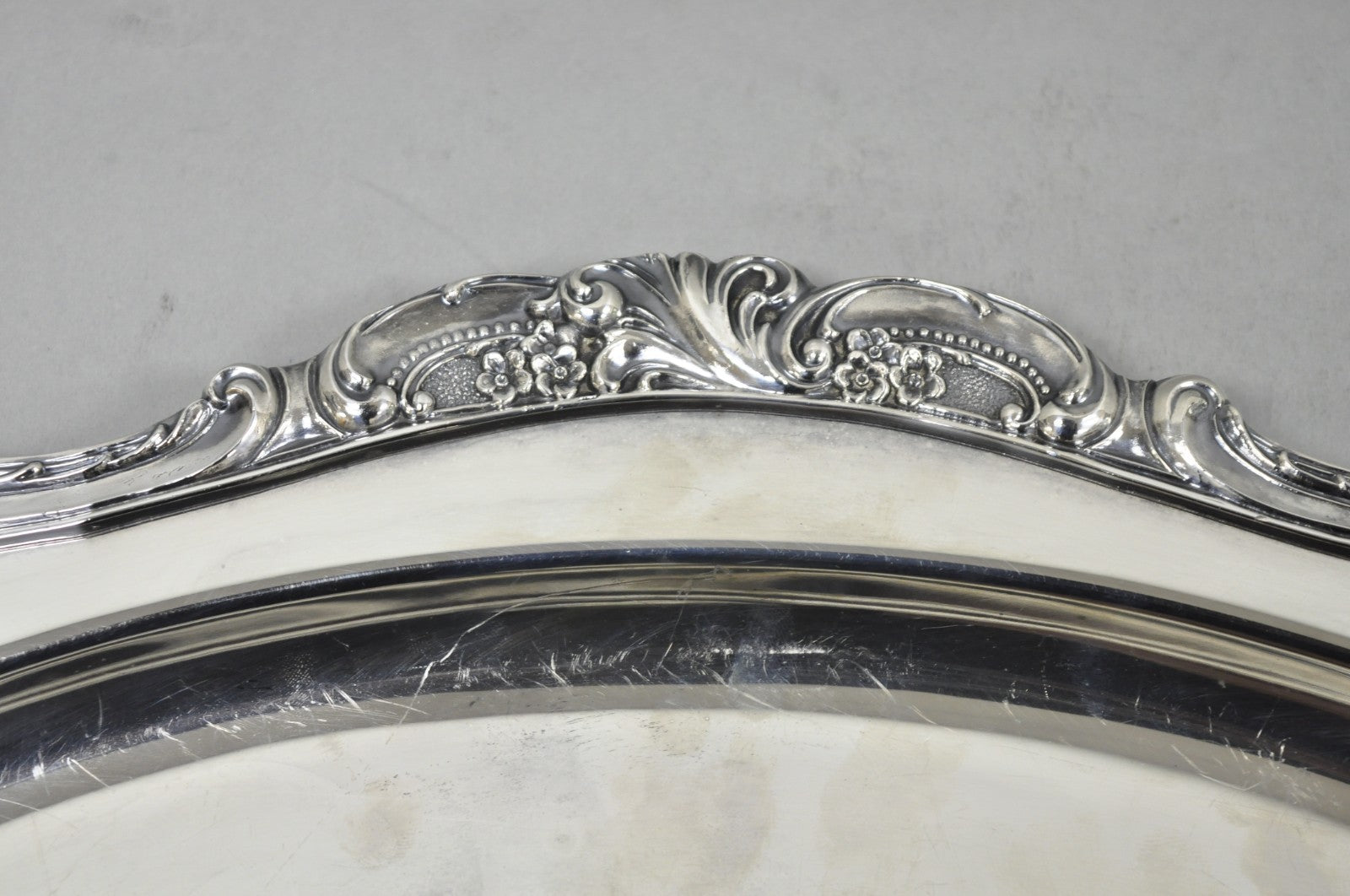 Vintage Baroque by Wallace 258 Victorian Silver Plated Oval Serving Platter Tray