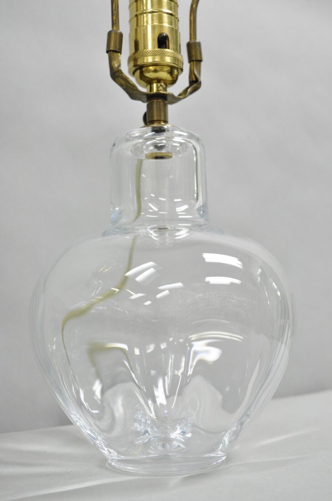 Vintage Simon Pearce Shelburne Modern Handblown Glass Vase Small Table Lamp Pair