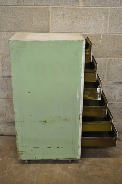 Vintage Industrial Rolling Steel Metal Deep File Cabinet Banker Letter Storage A