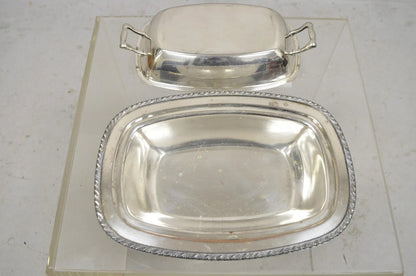 Vintage World Silver on Copper Lidded Vegetable Serving Platter with Handles