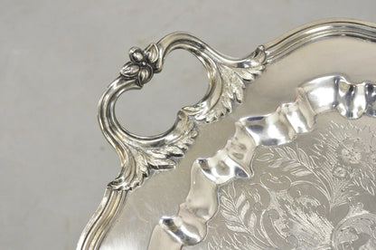 Vintage English Sheffield Victorian Silver Plated Oval Scalloped Platter Tray