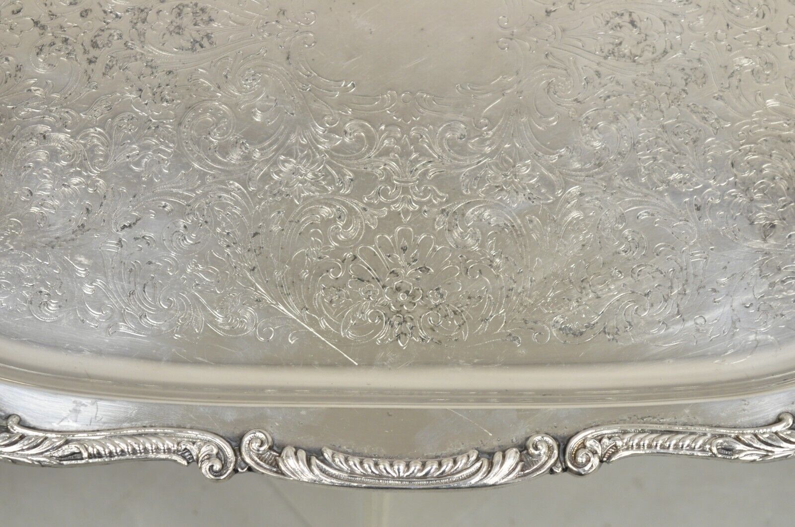 Vintage English Victorian BSC Silver Plater Twin Handle Serving Platter Tray