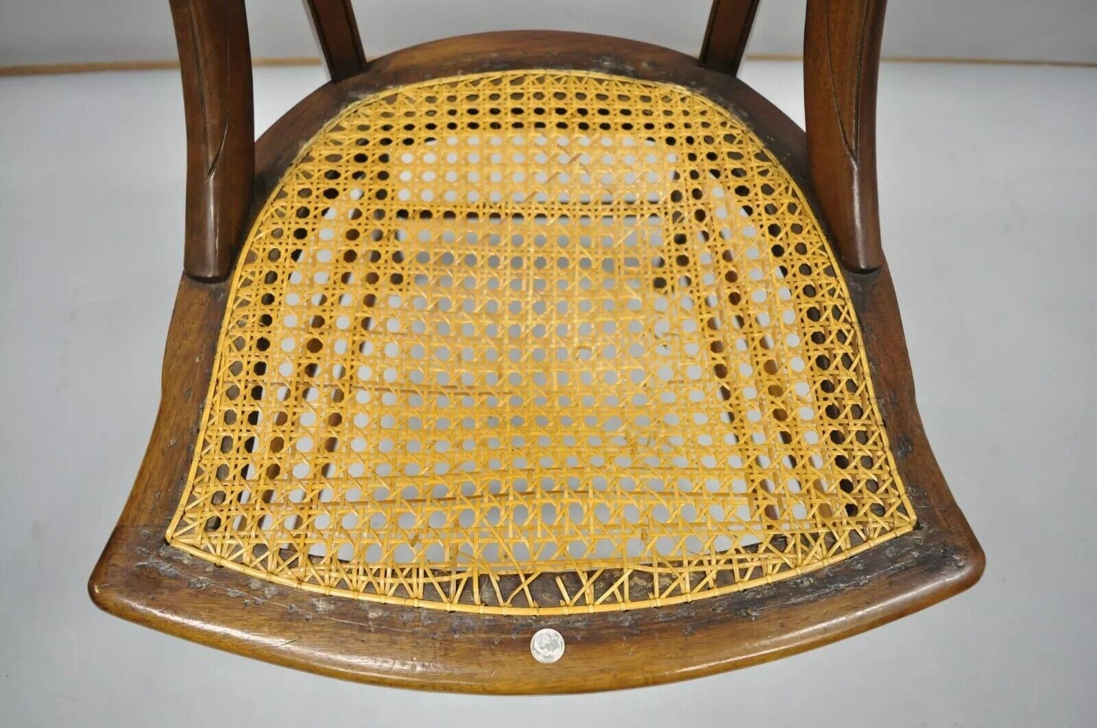 19th Century Antique Eastlake Victorian Carved Walnut Cane Dining Side Chair (B)