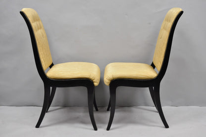 Vintage Regency Style Black Lacquer Klismos Saber Leg Dining Side Chairs - Pair