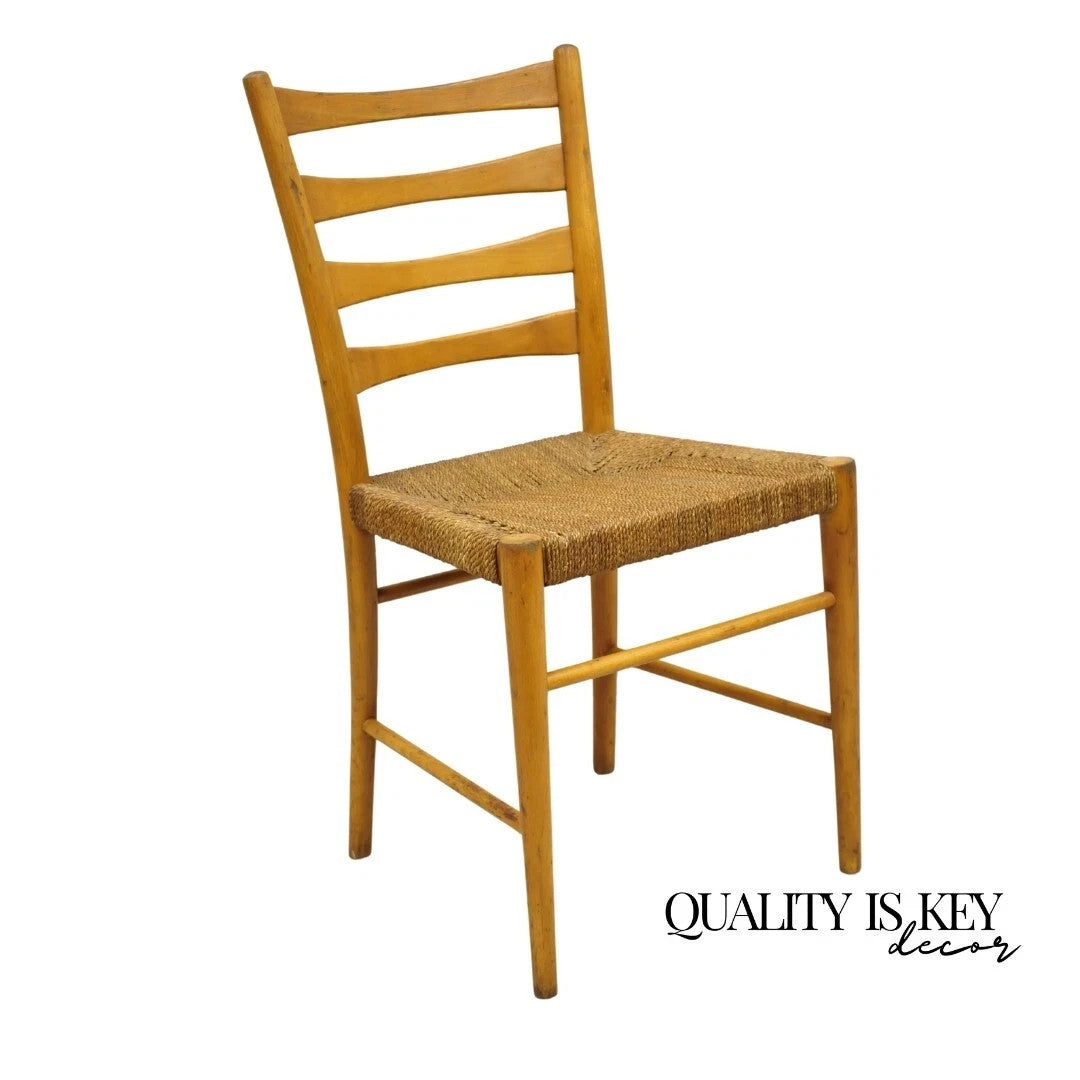 Vintage Gefa Gemla Mid Century Danish Modern Ladderback Rush Seat Side Chair