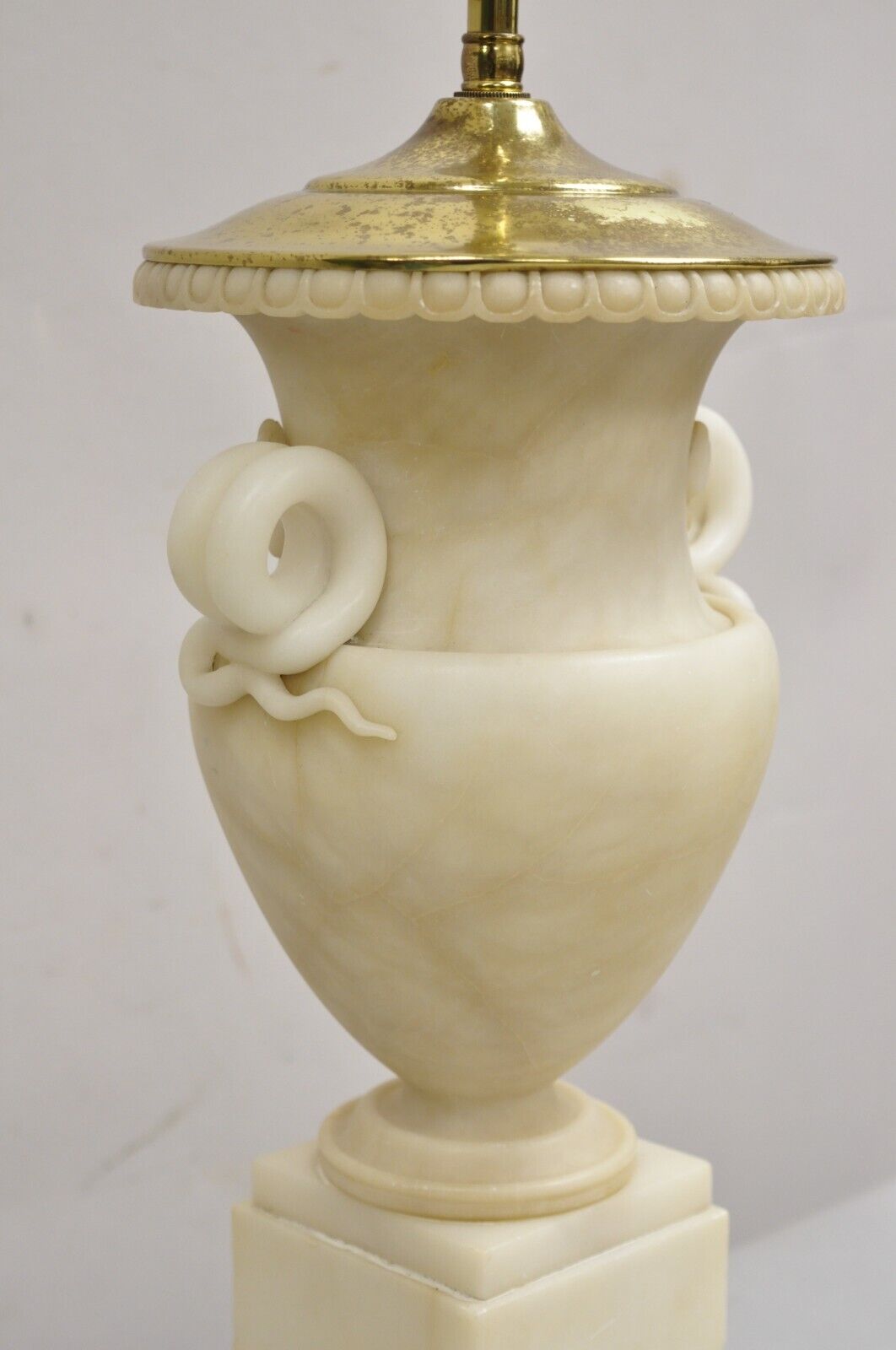 Vintage French Empire Neoclassical Italian Alabaster Marble Urn Table Lamp