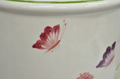 Paul Hanson French Country Porcelain Jardiniere Butterfly & Flower Table Lamp