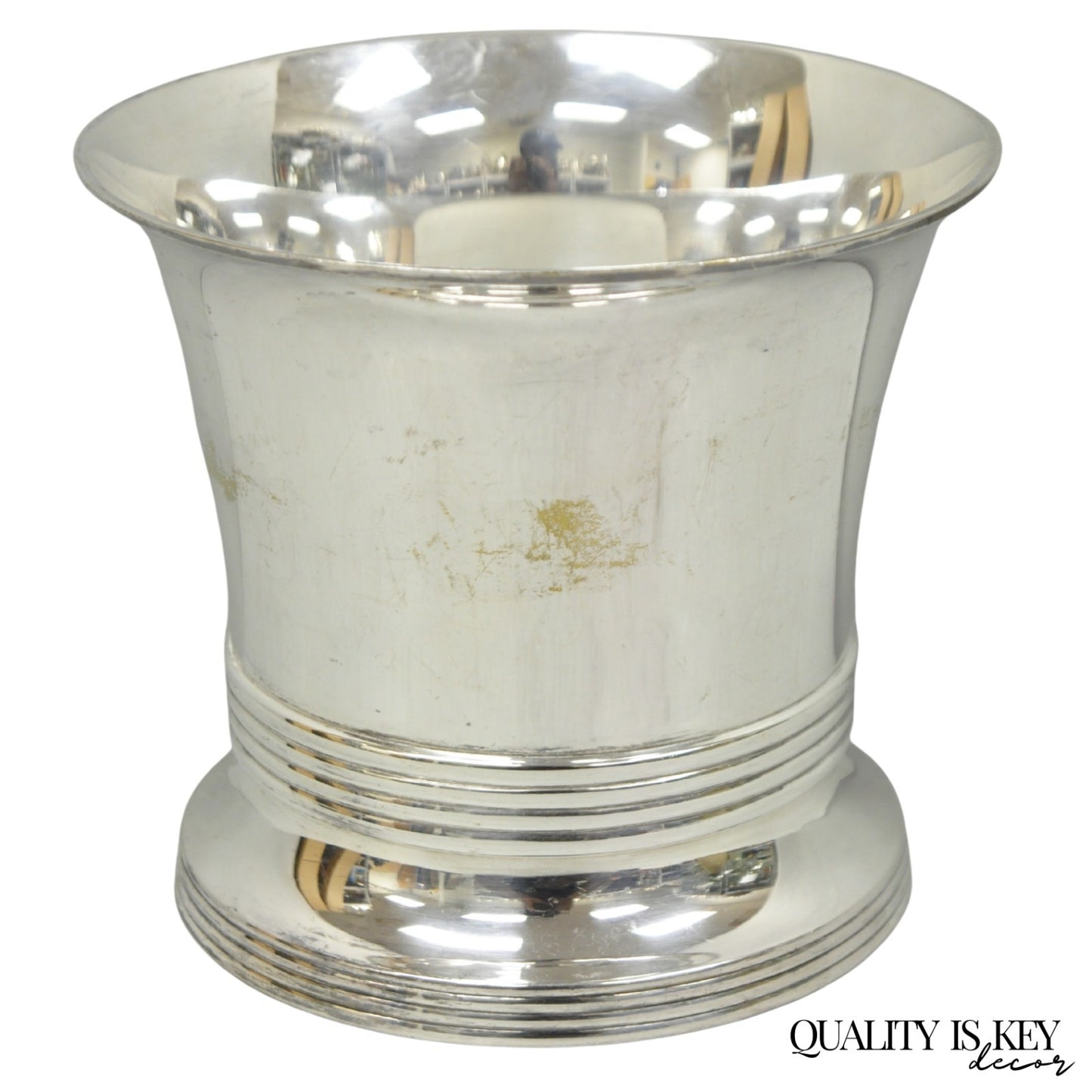 Antique English Regency Soldered Silver Plated Fluted Champagne Chiller Bucket