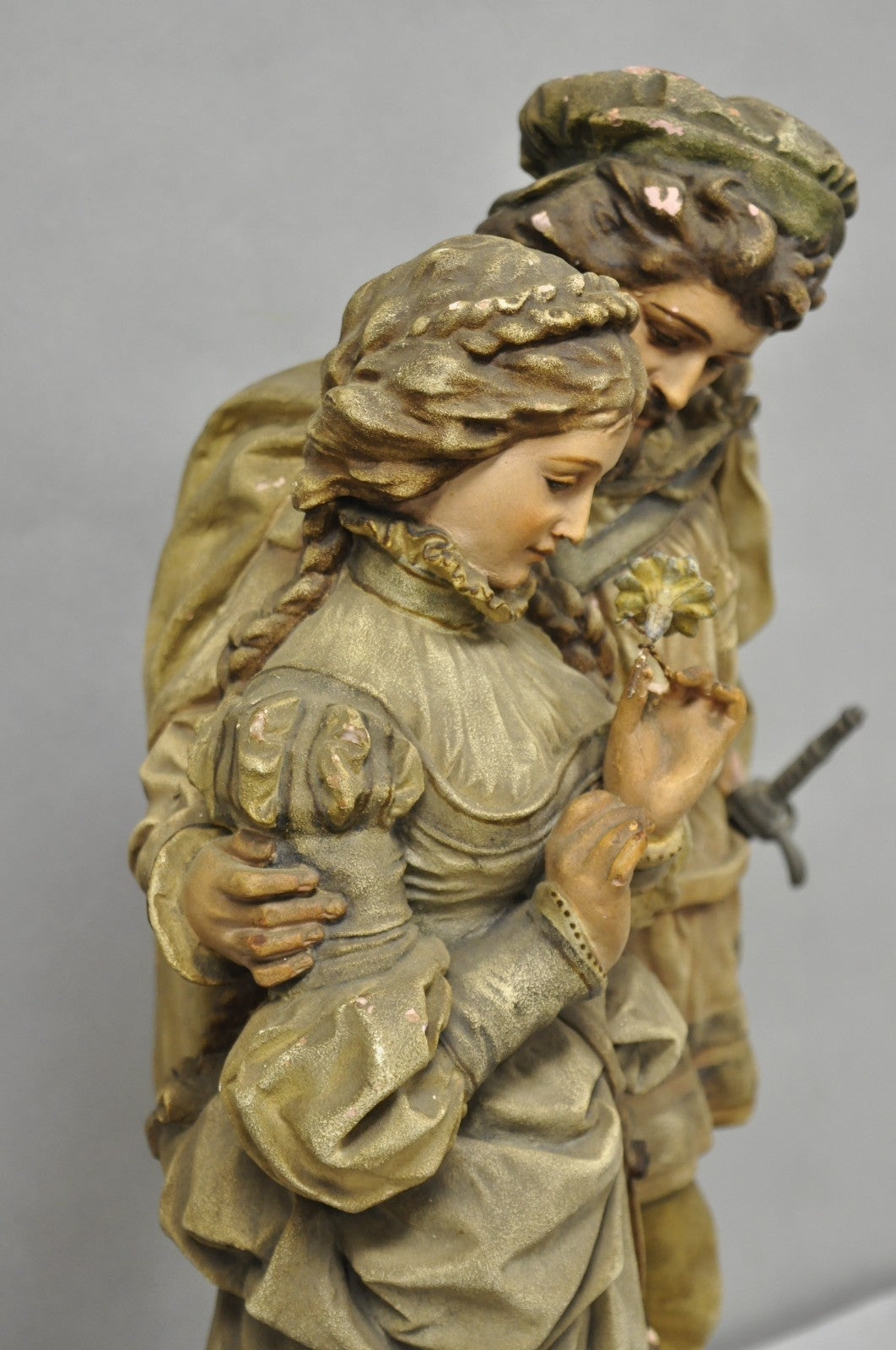 Antique French Renaissance Hennecke & Co "Faust & Marguerite" Plaster Statue