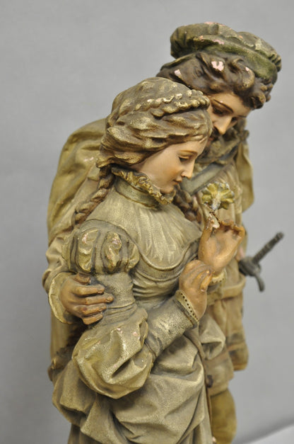 Antique French Renaissance Hennecke & Co "Faust & Marguerite" Plaster Statue