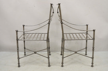 Pier 1 Medici Pewter Wrought Iron Dining Side Chairs - a Pair