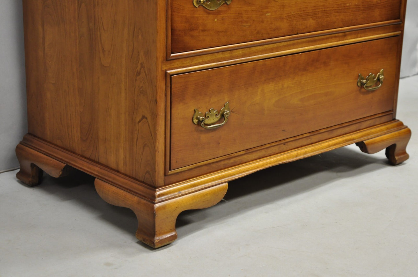 Vintage L&JG Stickley Cherry Wood Chippendale Style 6 Drawer Tall Chest Dresser