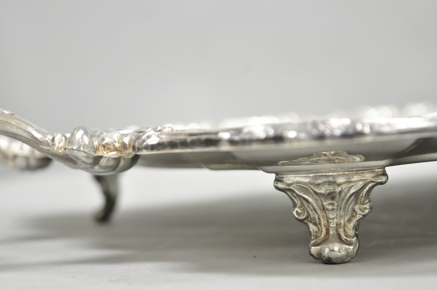 Vintage Sheridan Victorian Silver Plated Narrow Footed Serving Platter Bar Tray