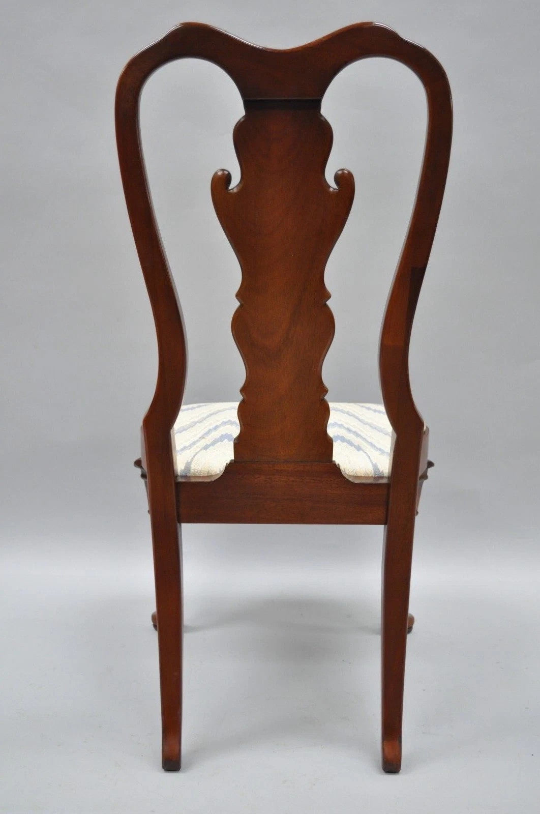 Vintage Queen Anne Style Crotch Mahogany Dining Room Side Chairs - a Pair
