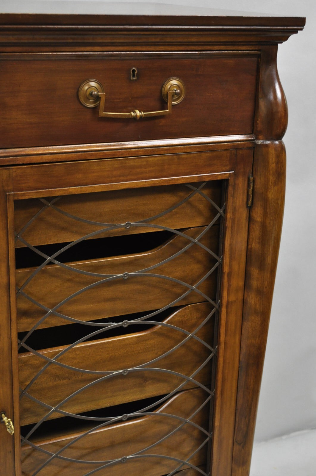 Vintage French Hollywood Regency Custom Walnut Tall Chest Highboy Dresser