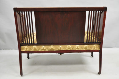 Antique Victorian Edwardian Mahogany Settee Loveseat w/ Mother of Pearl Inlay