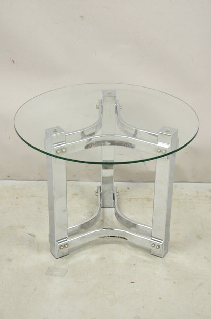 Vintage Chrome and Glass Mid Century Modern Space Age Round Accent Side Table