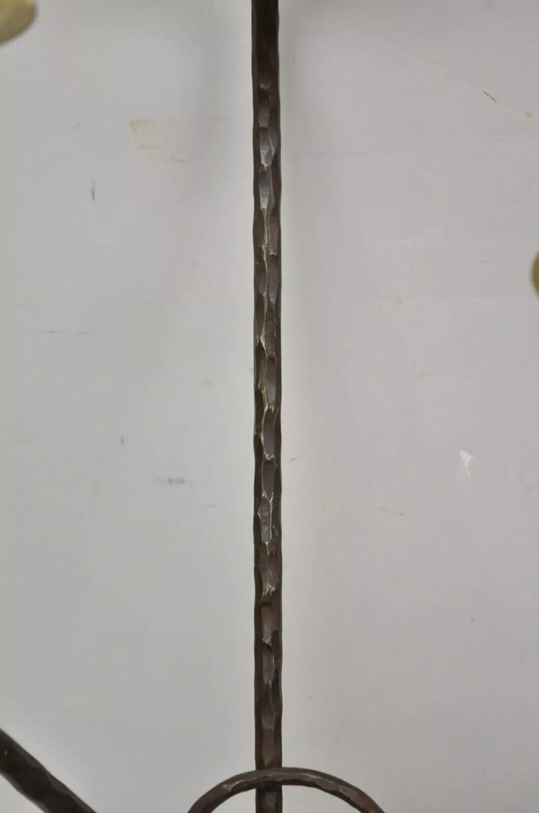 Modernist Iron Brass 3 Tier Sculptural Brutalist Floor Candleholder Candelabra