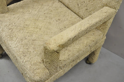 Vintage Bassett Mid Century Modern Upholstered Parson Style Lounge Chairs - Pair