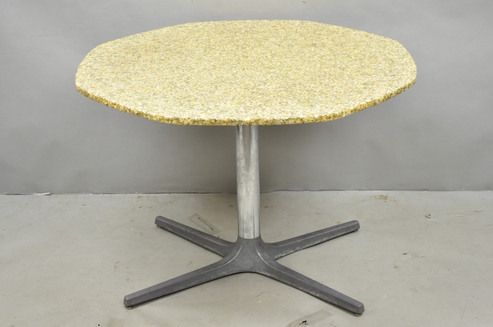 Mid Century Modern Seashell Resin Top Aluminum Propeller Base Dining Table