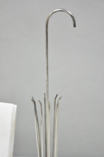 Mid Century Danish Modern Silver Plated Umbrella Cocktail Napkin Holder - Pair