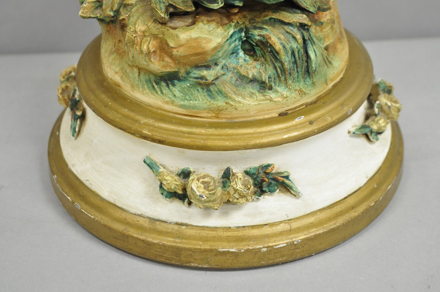 Antique L&F Moreau Spelter Metal Painted Figural "Young Girl" Table Lamp
