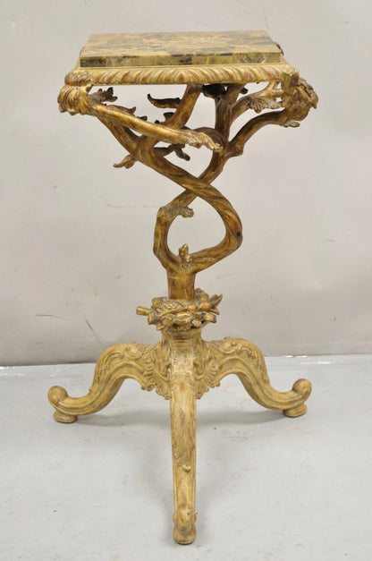 Maitland Smith Italian Grotto Style Branch and Bird Figural Pedestal Side Table