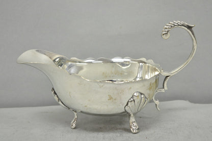 Vintage Victorian Style Silver Plated Footed Gravy Sauce Boat With Handle