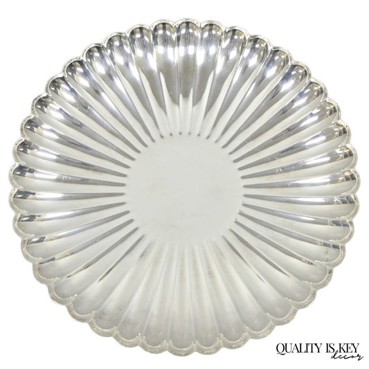 Reed & Barton 1853 Modern Silver Plated Scalloped 14" Round Dish Serving Platter