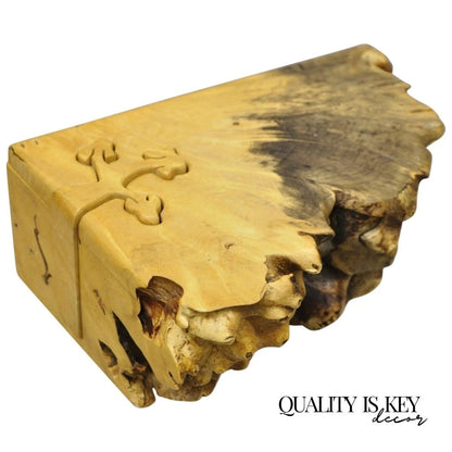 Richard Rothbard Mid Century Modern Burl Wood Live Edge Puzzle Jewelry Box