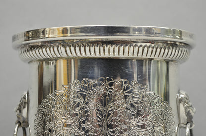 Vintage English Regency Silver Plated Small Lion Head Oval Desk Biscuit Barrel