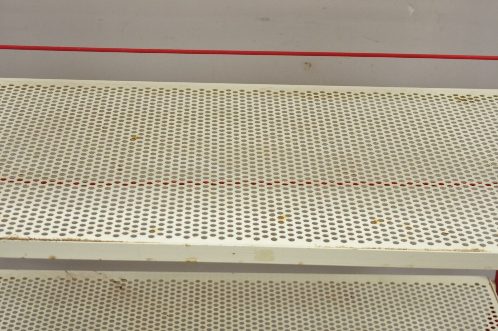 Vintage Hostess Red Metal Perforated 4 Shelf Folding Display Shelf Stand