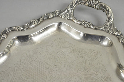 Antique Wallace Baroque Large 28" Silver Plated Serving Bar Tray w/ Handles
