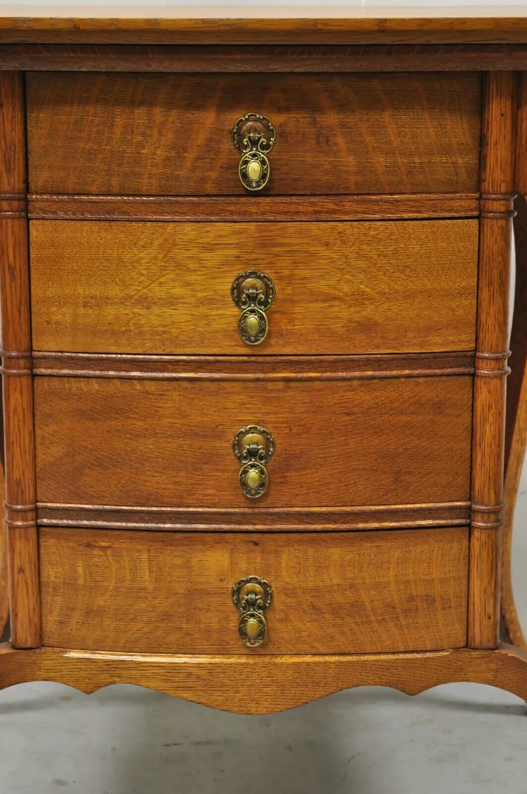 Antique Victorian Art Nouveau Golden Oak 4 Drawer Sewing Work Stand Side Table